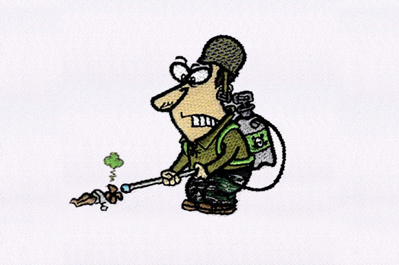 Exterminator: A Cleaning Embroidery Design for Personalized Gifts